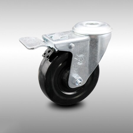 Service Caster 4 Inch SS Hard Rubber Wheel Swivel Bolt Hole Caster with Total Lock Brake SCC SCC-SSBHTTL20S414-HRS